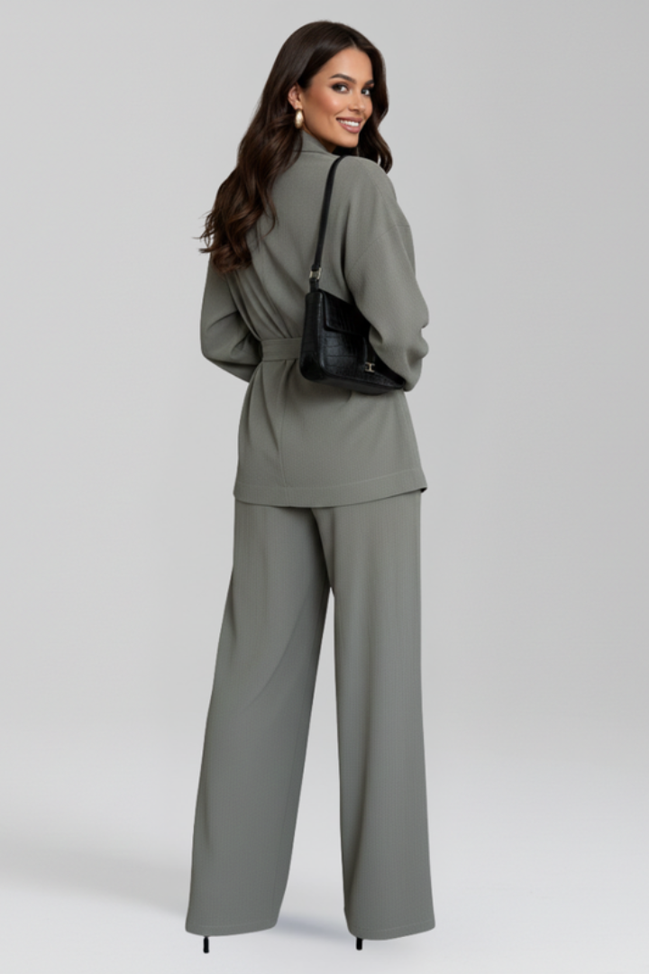 Women’s Jumpsuit with V Neckline and Waist Belt