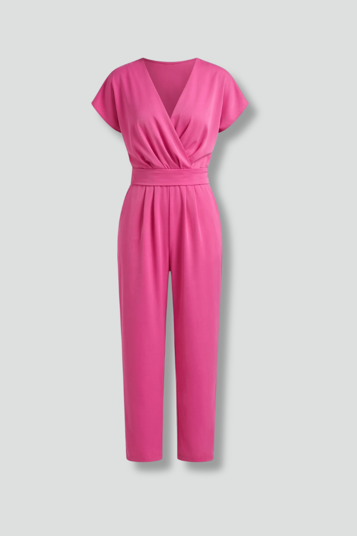 Women’s Jumpsuit with V Neckline and Waist Tie