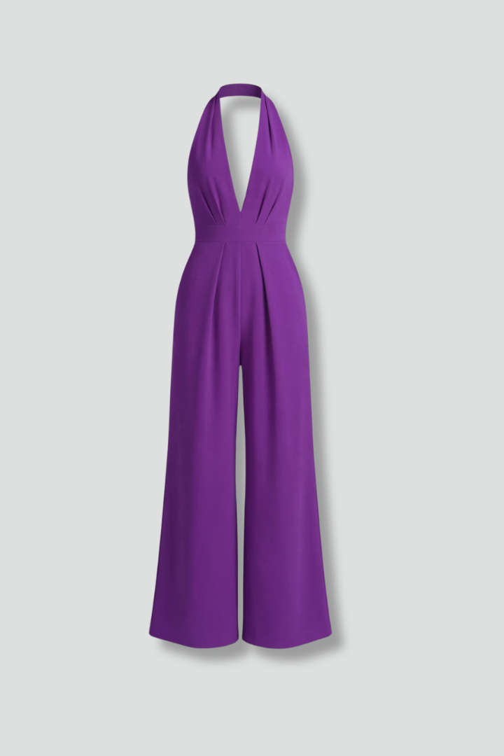 Women’s Jumpsuit with V Neckline and Wide Legs