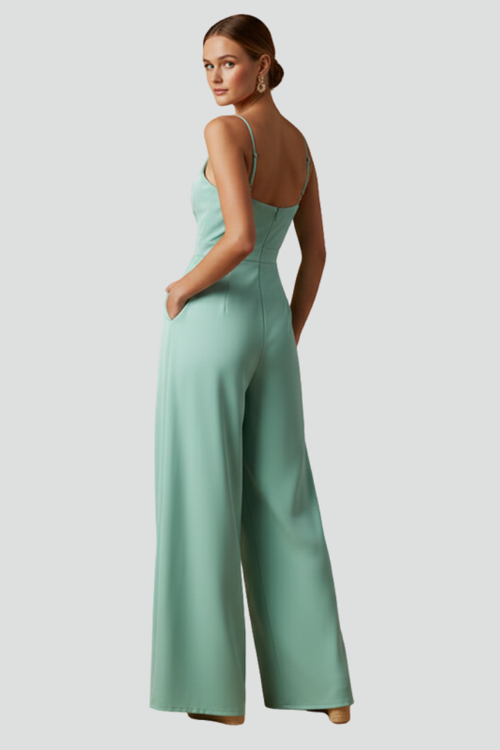 Women’s Jumpsuit with V Neckline and Wide Legs