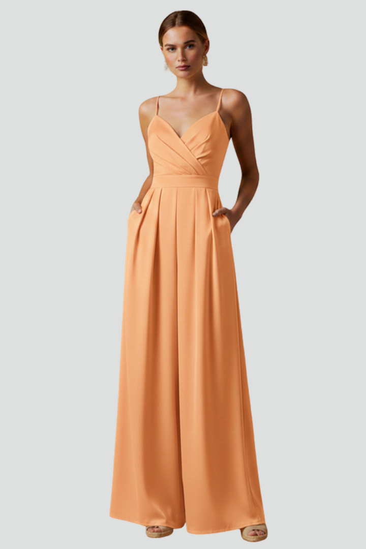 Women’s Jumpsuit with V Neckline and Wide Legs
