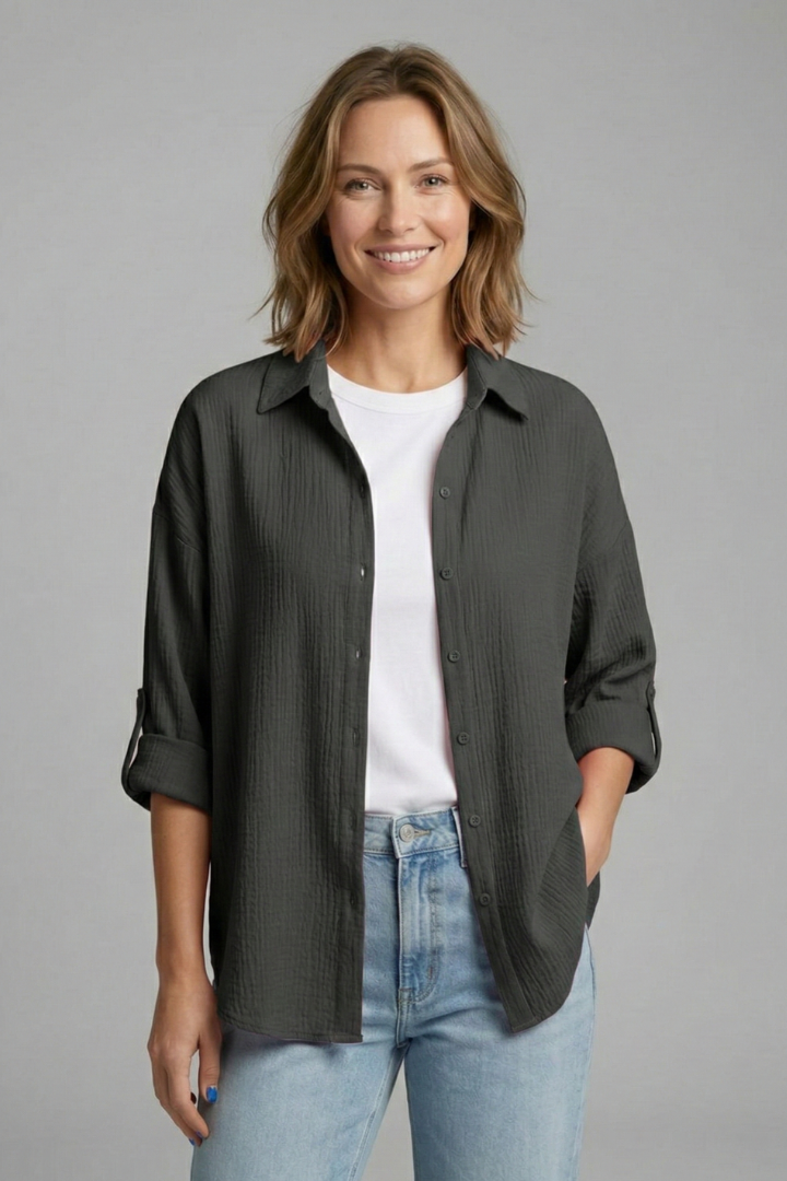 Women’s Long Sleeve Shirt with Buttons and Collar