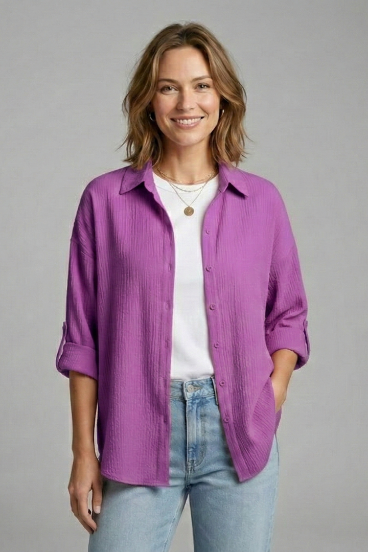 Women’s Long Sleeve Shirt with Buttons and Collar