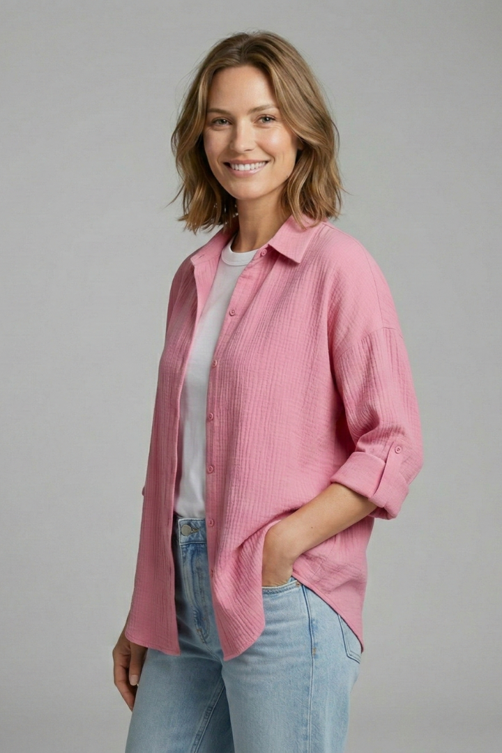 Women’s Long Sleeve Shirt with Buttons and Collar