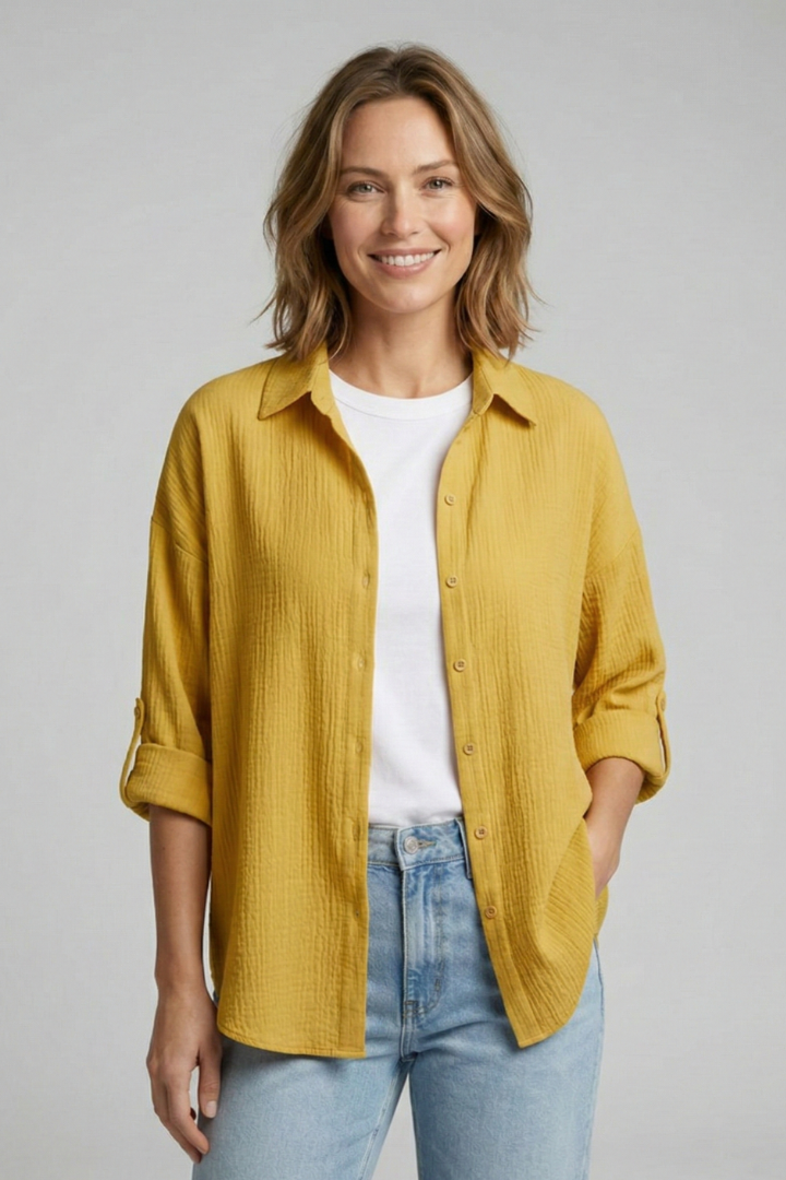 Women’s Long Sleeve Shirt with Buttons and Collar
