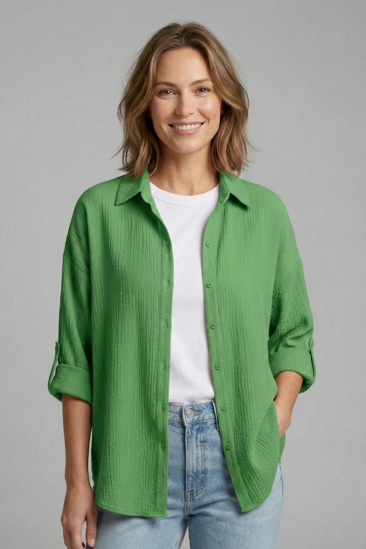 Women’s Long Sleeve Shirt with Buttons and Collar