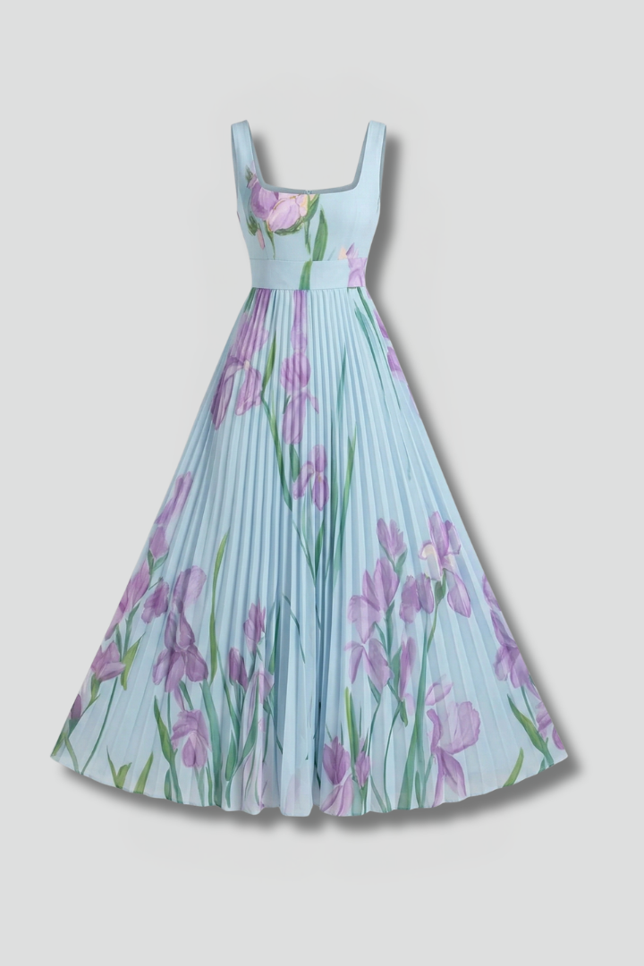 Women’s Maxi Dress with Floral Pattern and A-Line Fit