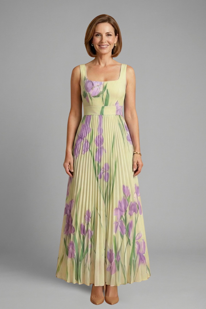 Women’s Maxi Dress with Floral Pattern and A-Line Fit