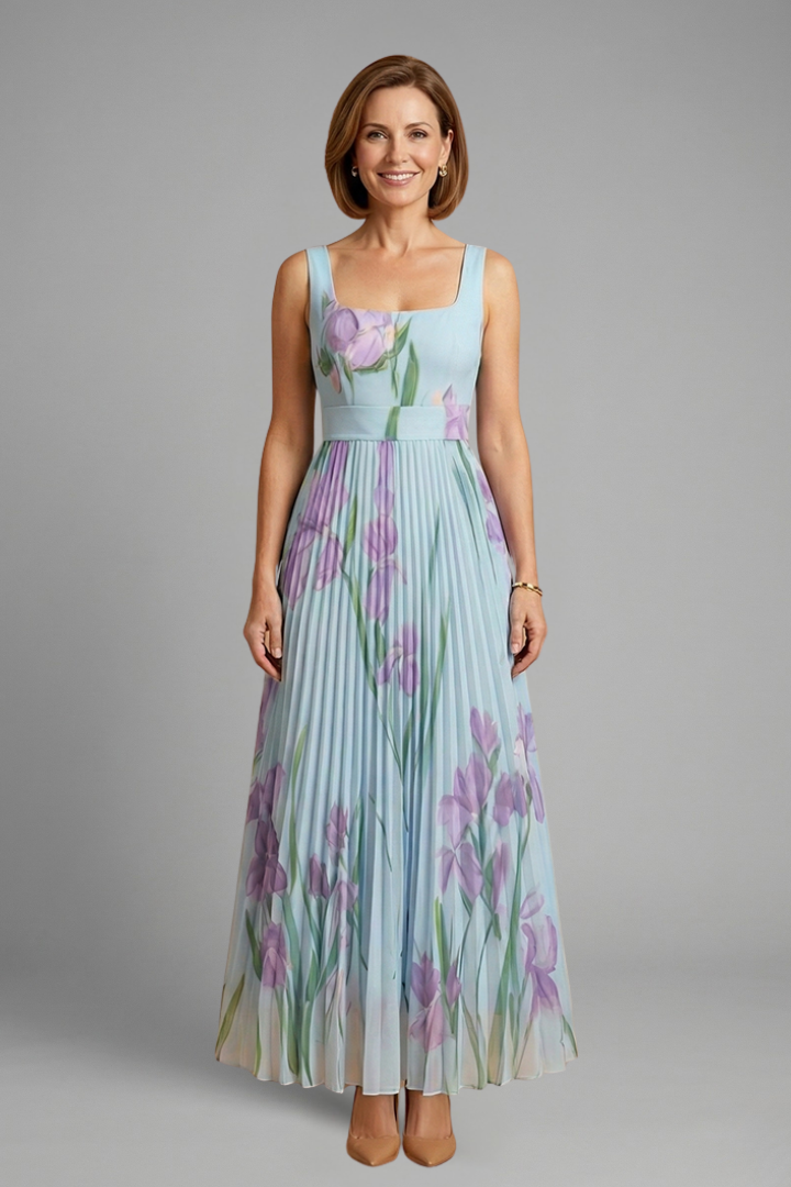 Women’s Maxi Dress with Floral Pattern and A-Line Fit