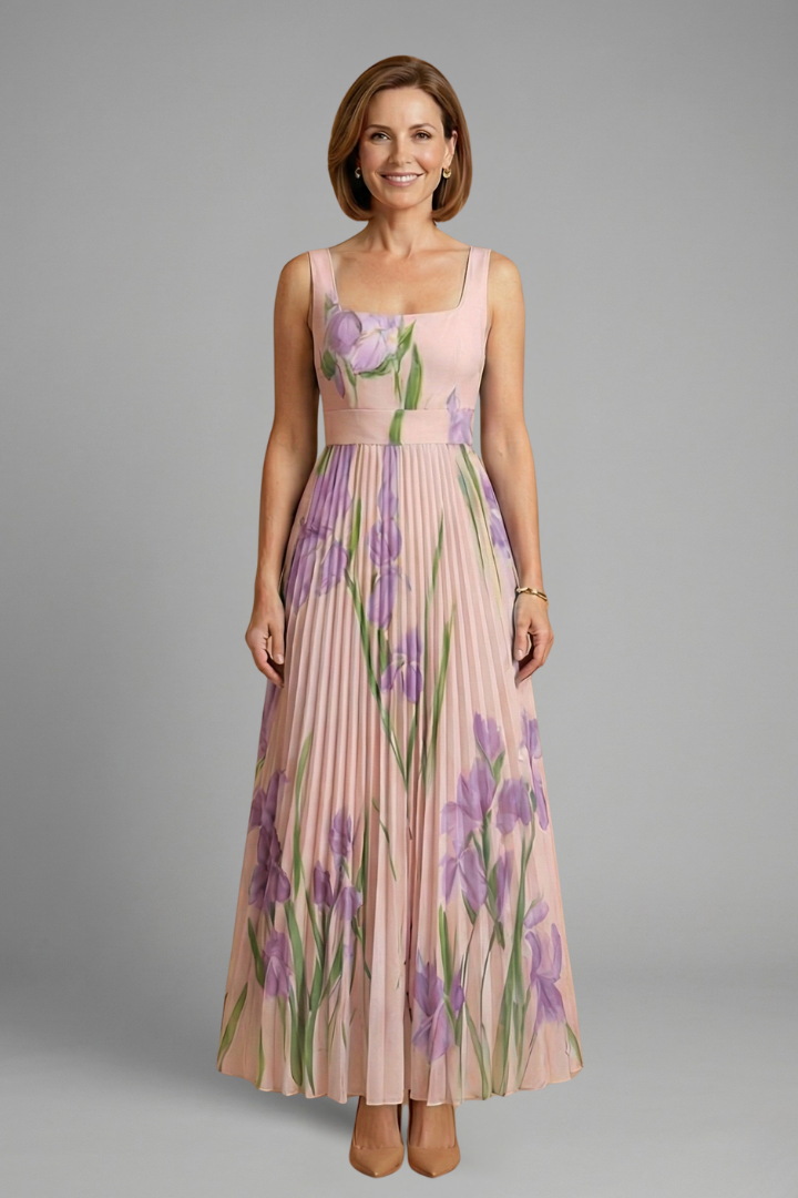 Women’s Maxi Dress with Floral Pattern and A-Line Fit