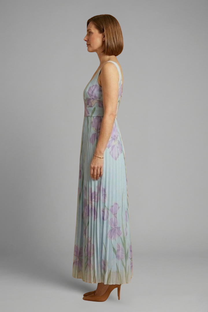 Women’s Maxi Dress with Floral Pattern and A-Line Fit