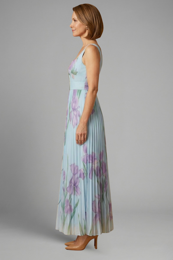 Women’s Maxi Dress with Floral Pattern and A-Line Fit