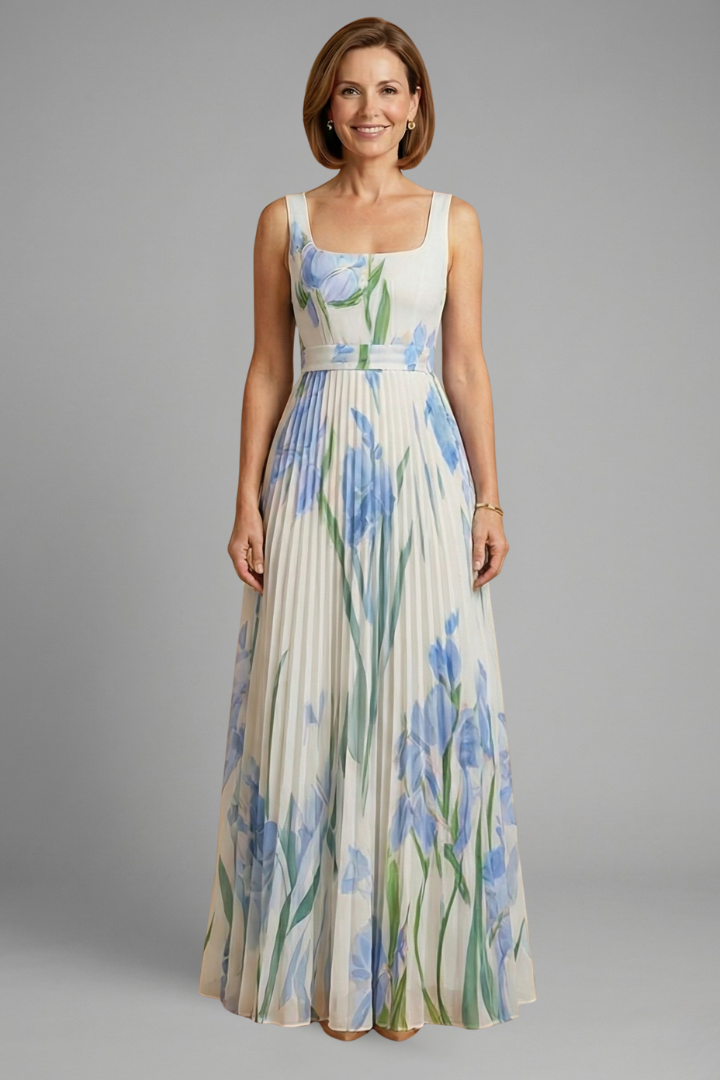 Women’s Maxi Dress with Floral Pattern and A-Line Fit