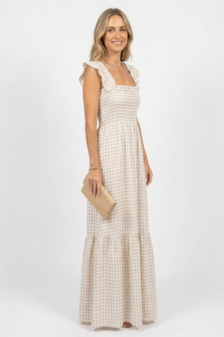 Women’s Maxi Dress with Plaid Pattern