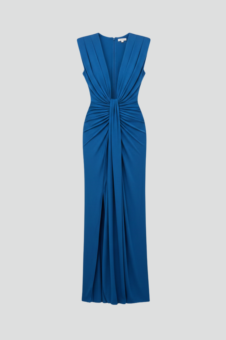 Women’s Maxi Dress with Pleated Front and Side Slit