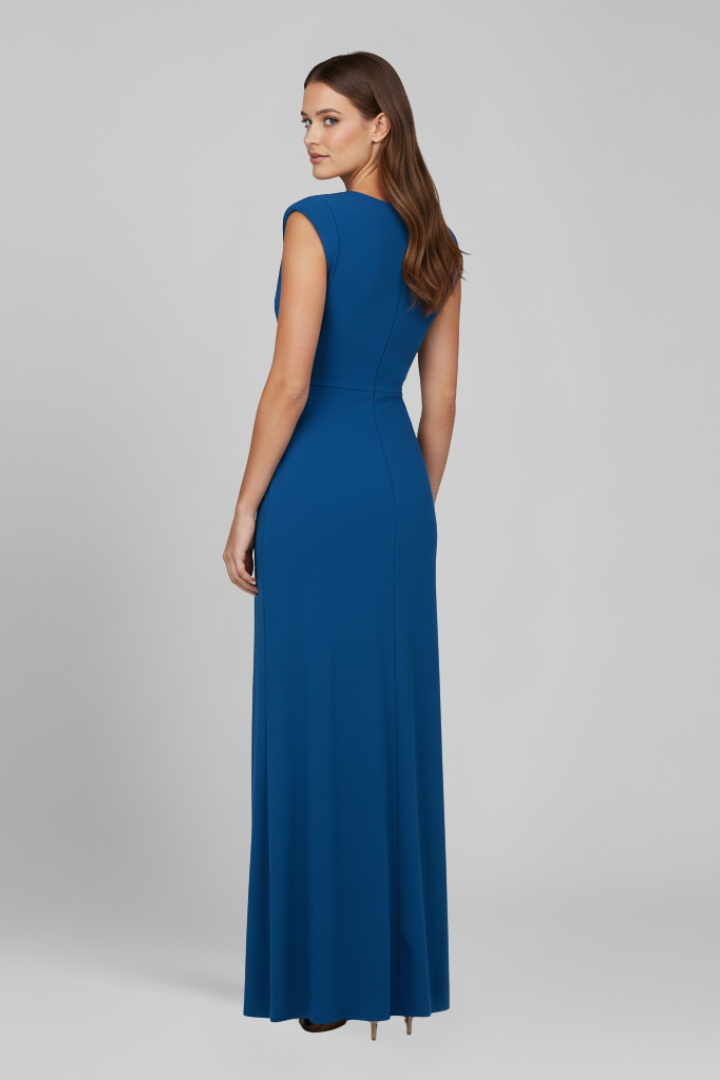 Women’s Maxi Dress with Pleated Front and Side Slit