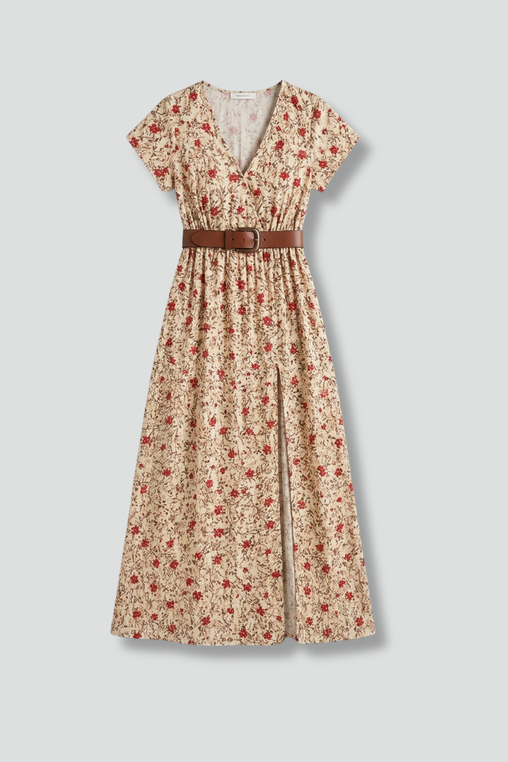 Women’s Maxi Dress with V-Neck and Side Slit