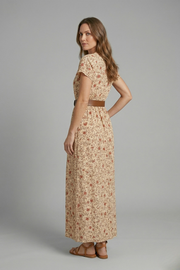Women’s Maxi Dress with V-Neck and Side Slit