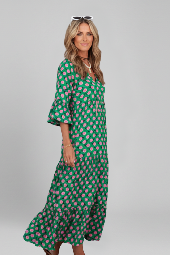 Women’s Maxi Dress with Wrap Front and Long Sleeves