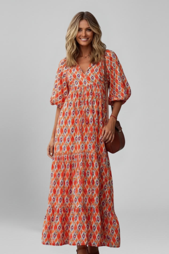 Women’s Maxi Dress with Wrap Front and Long Sleeves