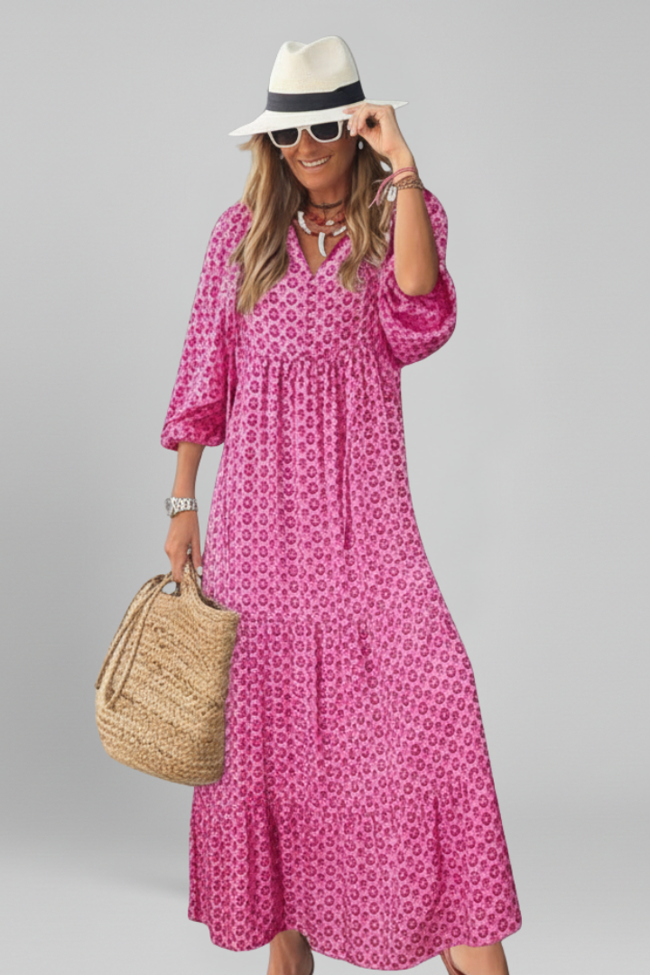 Women’s Maxi Dress with Wrap Front and Long Sleeves