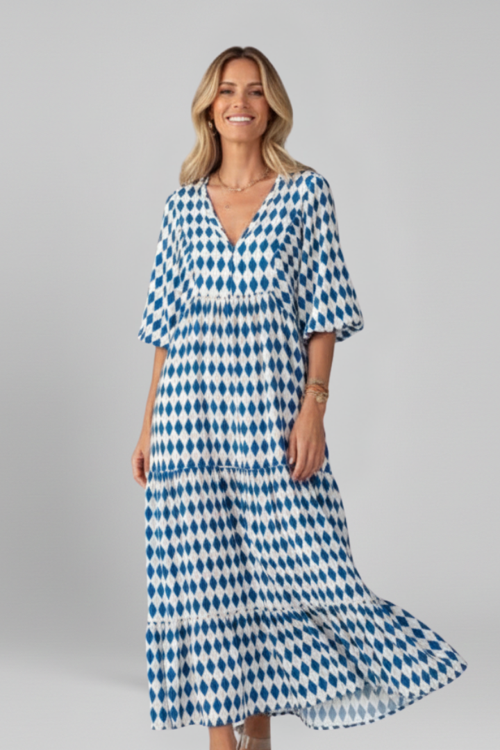 Women’s Maxi Dress with Wrap Front and Long Sleeves