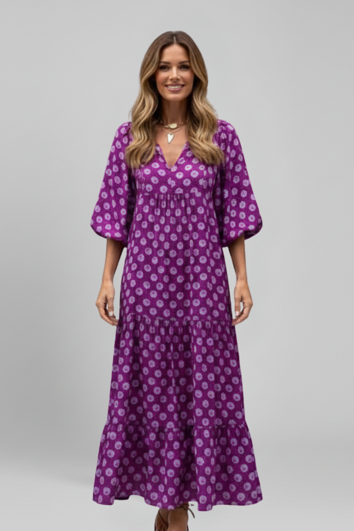 Women’s Maxi Dress with Wrap Front and Long Sleeves