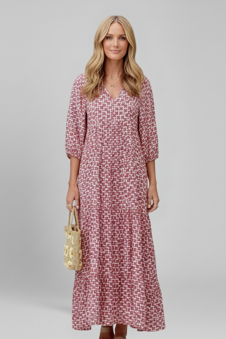Women’s Maxi Dress with Wrap Front and Long Sleeves