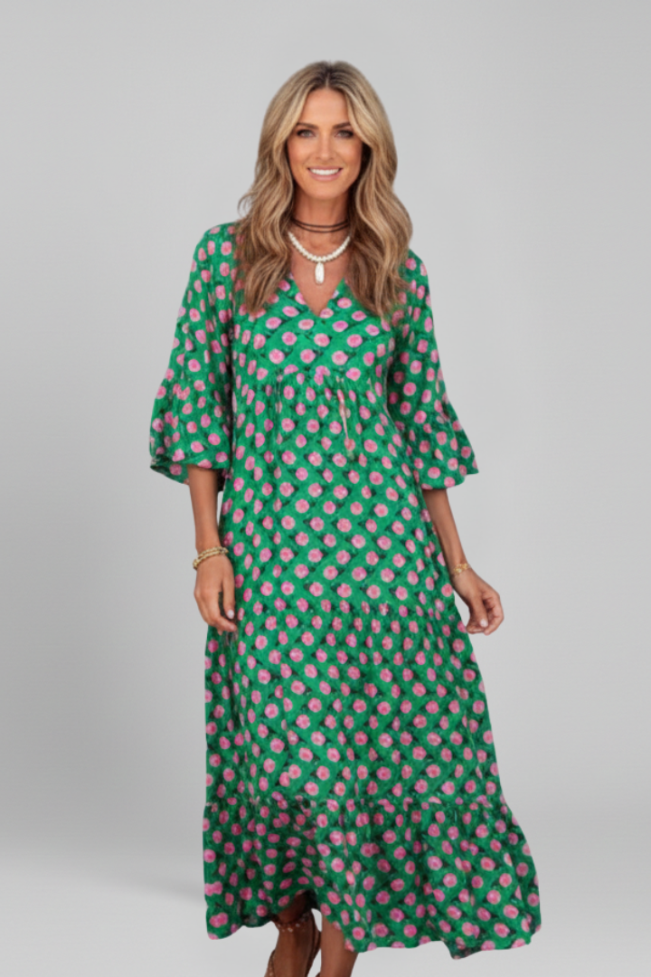 Women’s Maxi Dress with Wrap Front and Long Sleeves