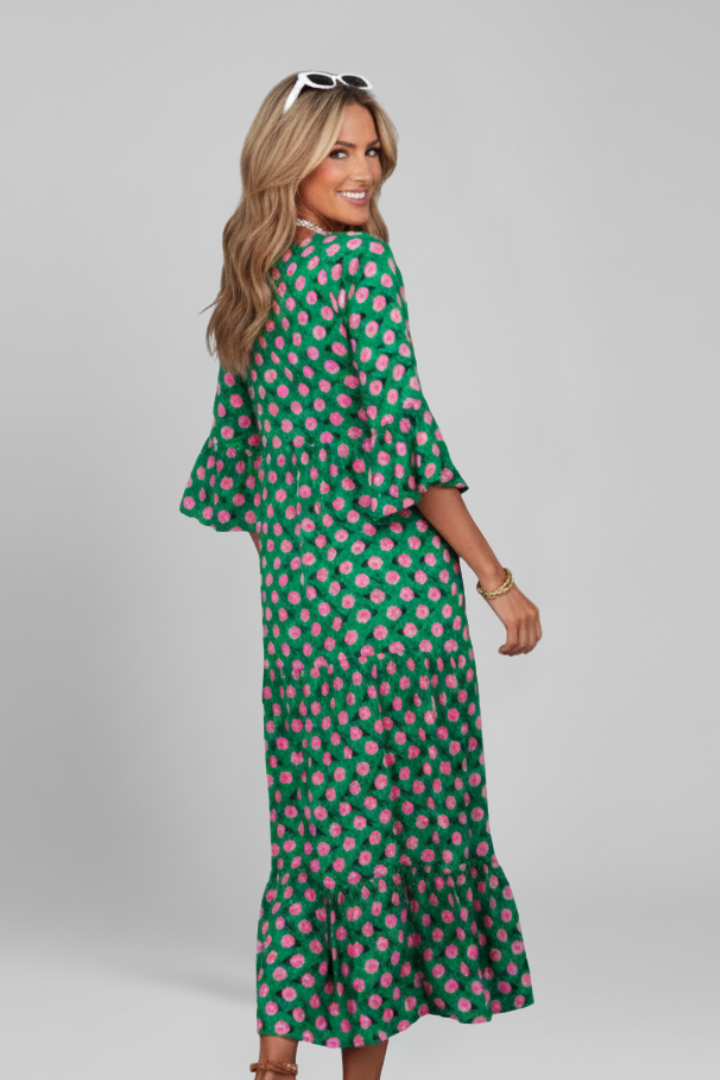 Women’s Maxi Dress with Wrap Front and Long Sleeves
