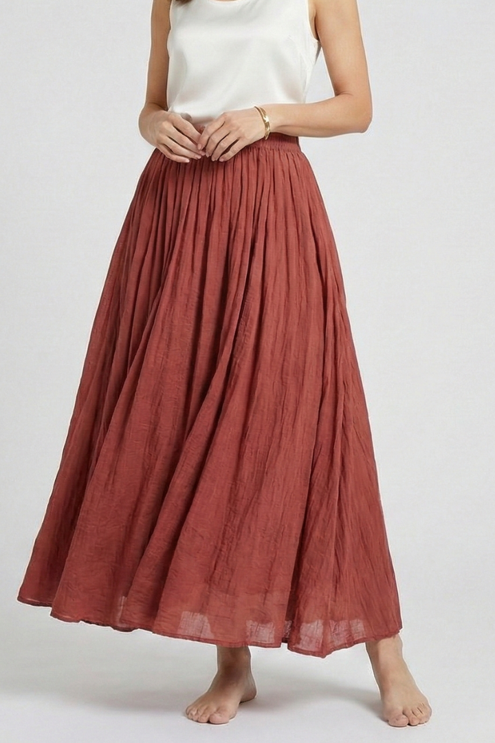 Women’s Maxi Skirt with Elastic Waist and Flared Hem