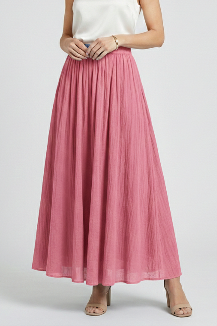 Women’s Maxi Skirt with Elastic Waist and Flared Hem