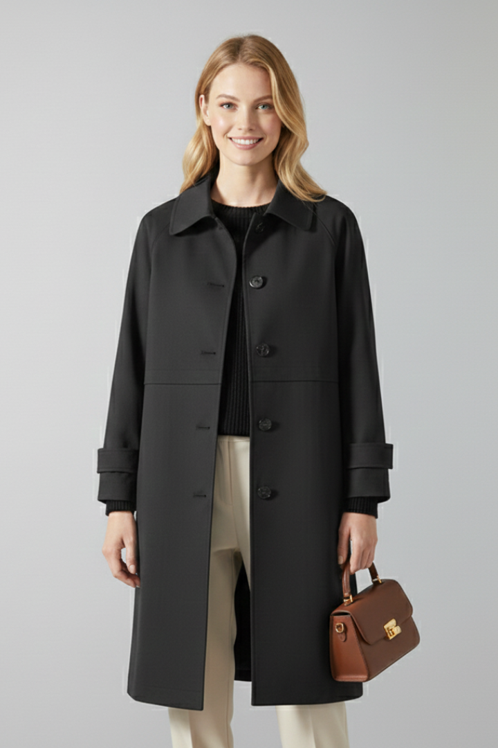 Women’s Mid-Length Coat with Buttons and Pockets