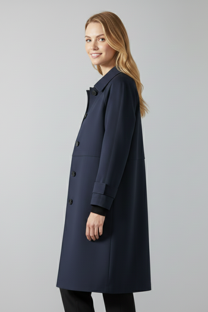 Women’s Mid-Length Coat with Buttons and Pockets