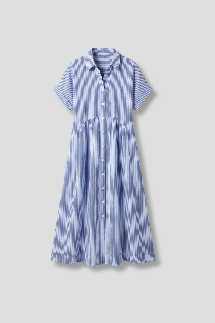 Women’s Midi Dress with Collar and Button Front