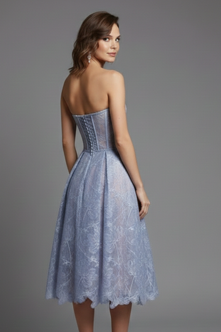 Women’s Midi Dress with Corset Bodice and Lace Skirt