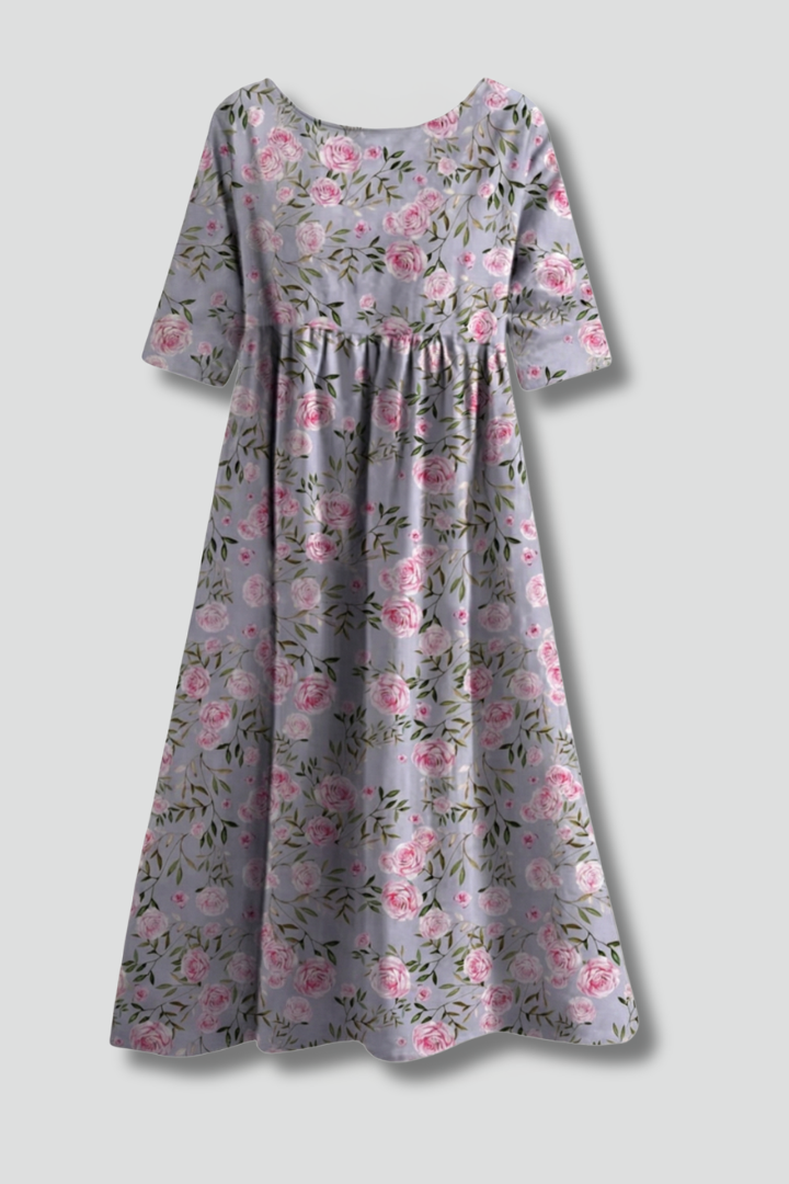Women’s Midi Dress with Embroidered Detail and Relaxed Fit
