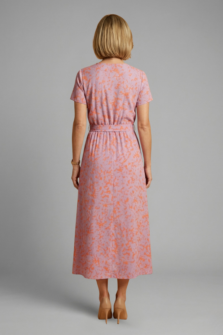 Women’s Midi Dress with Wrap Front and Tie Waist