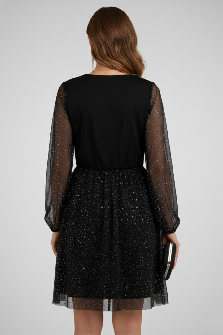 Women’s Mini Dress with Surplice Neck and Balloon Sleeves