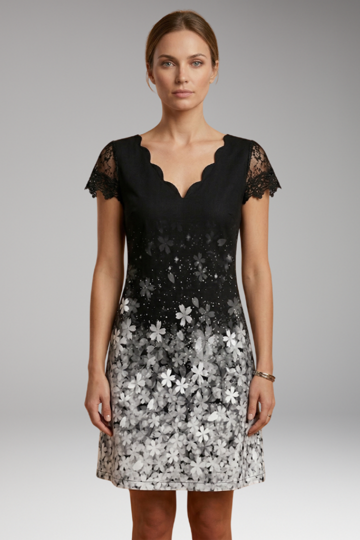 Women’s Mini Dress with V Neckline and Short Sleeves