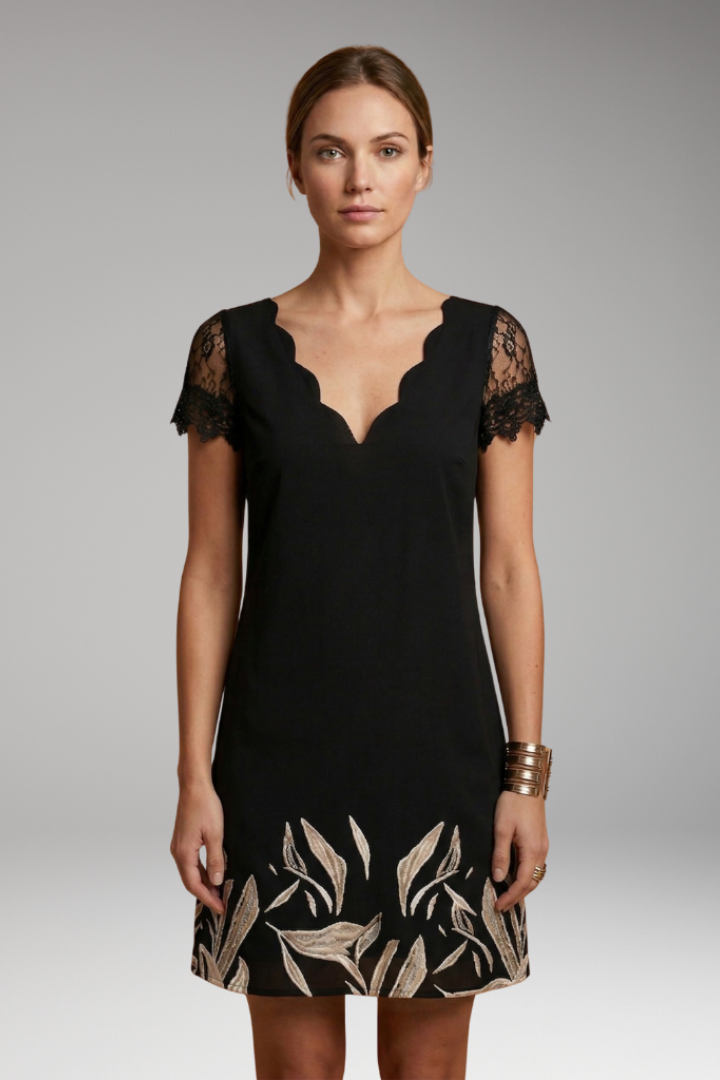 Women’s Mini Dress with V Neckline and Short Sleeves