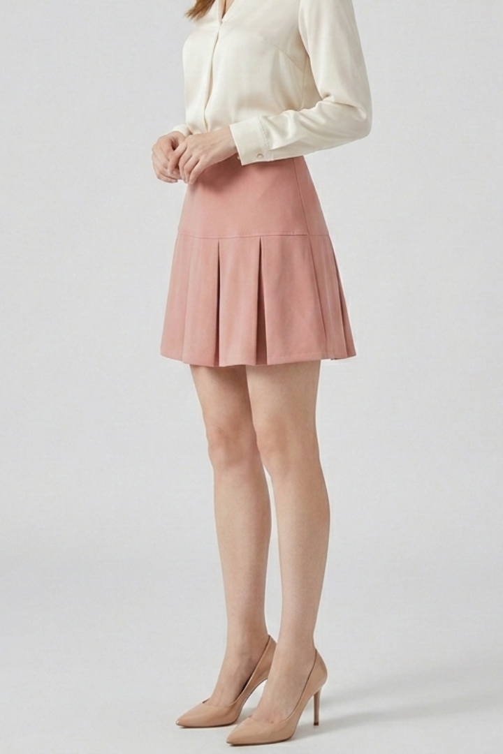 Women’s Mini Skirt with Pleats and High Waist