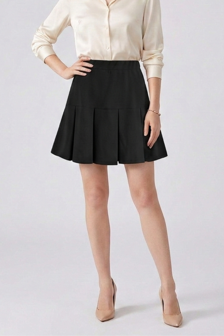 Women’s Mini Skirt with Pleats and High Waist