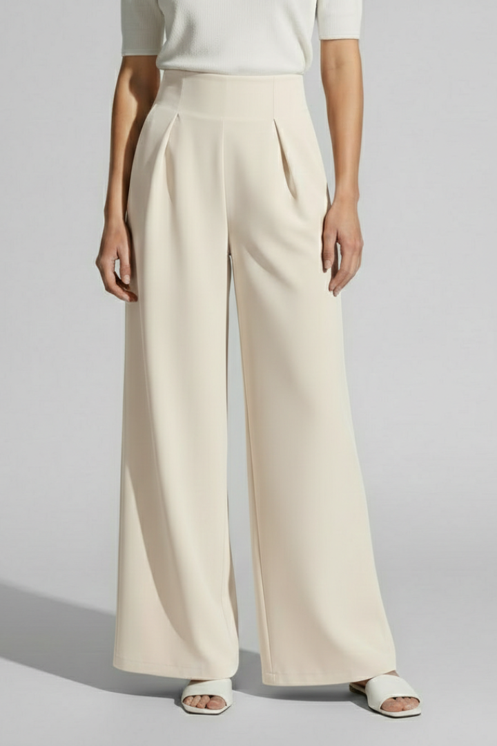 Women’s Palazzo Trousers with High Waist and Front Pleats