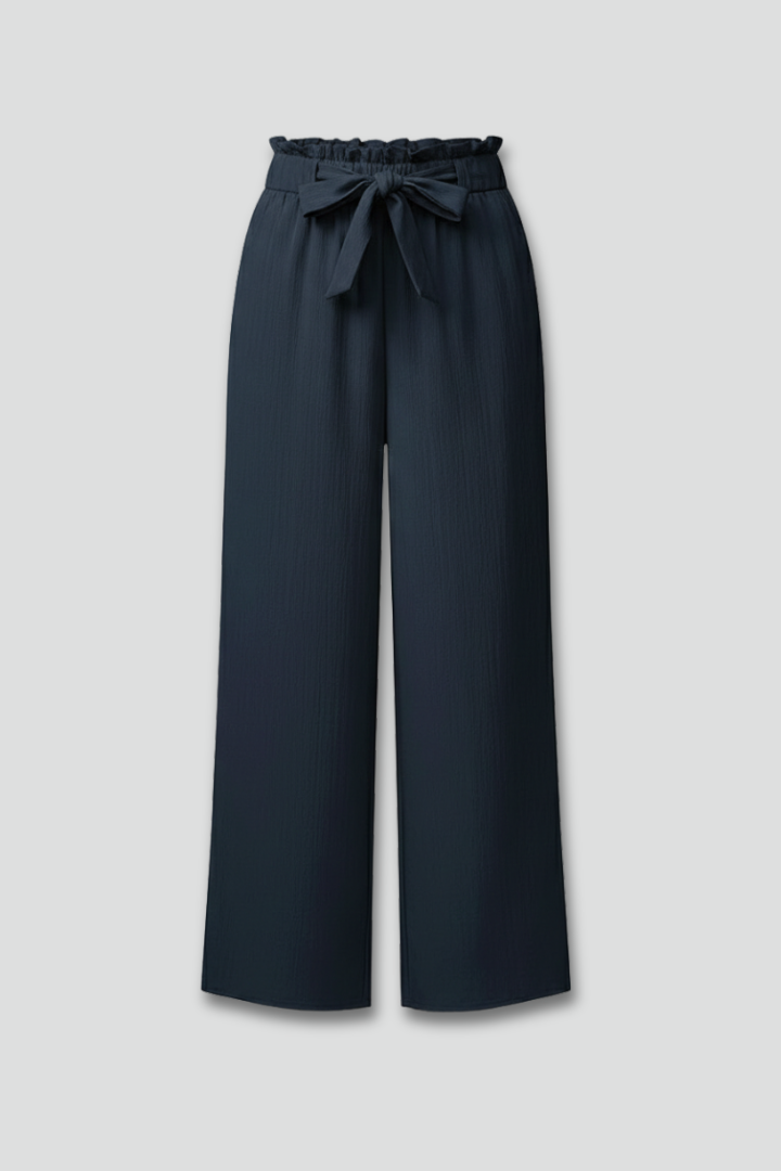 Women’s Palazzo Trousers with Tie Belt and Wide Legs