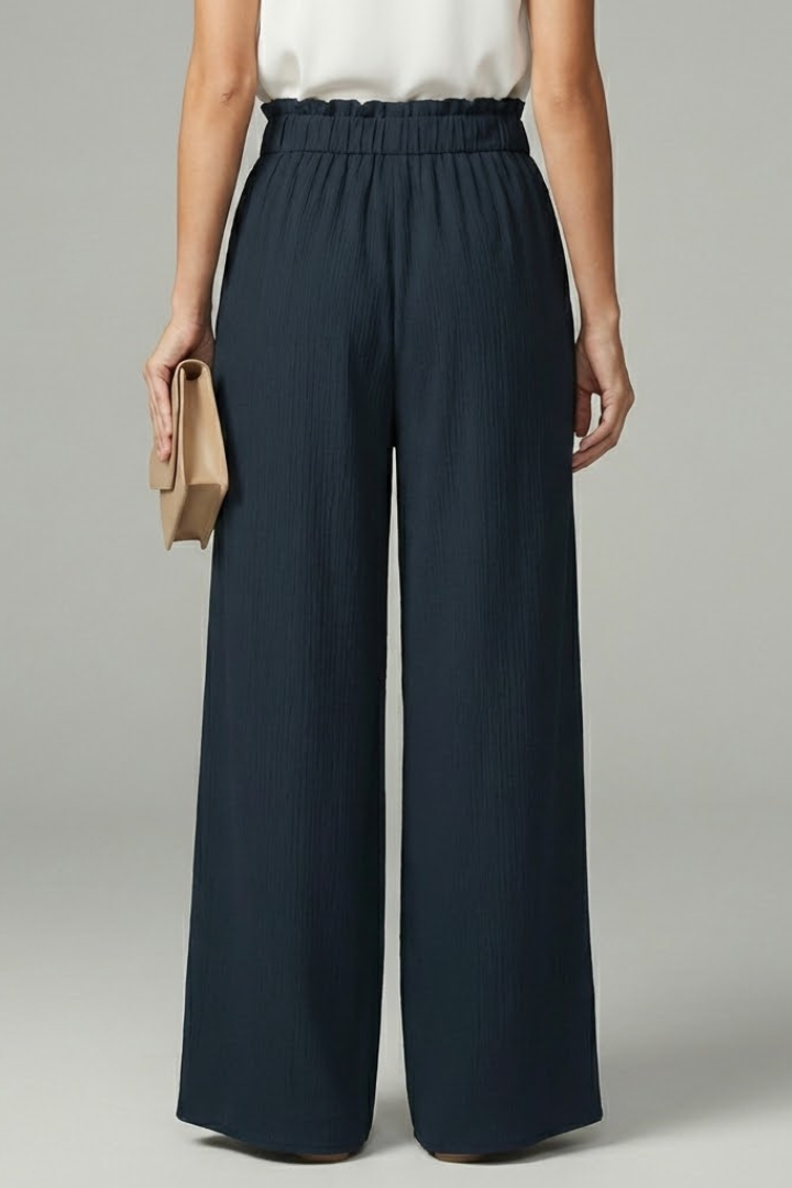 Women’s Palazzo Trousers with Tie Belt and Wide Legs