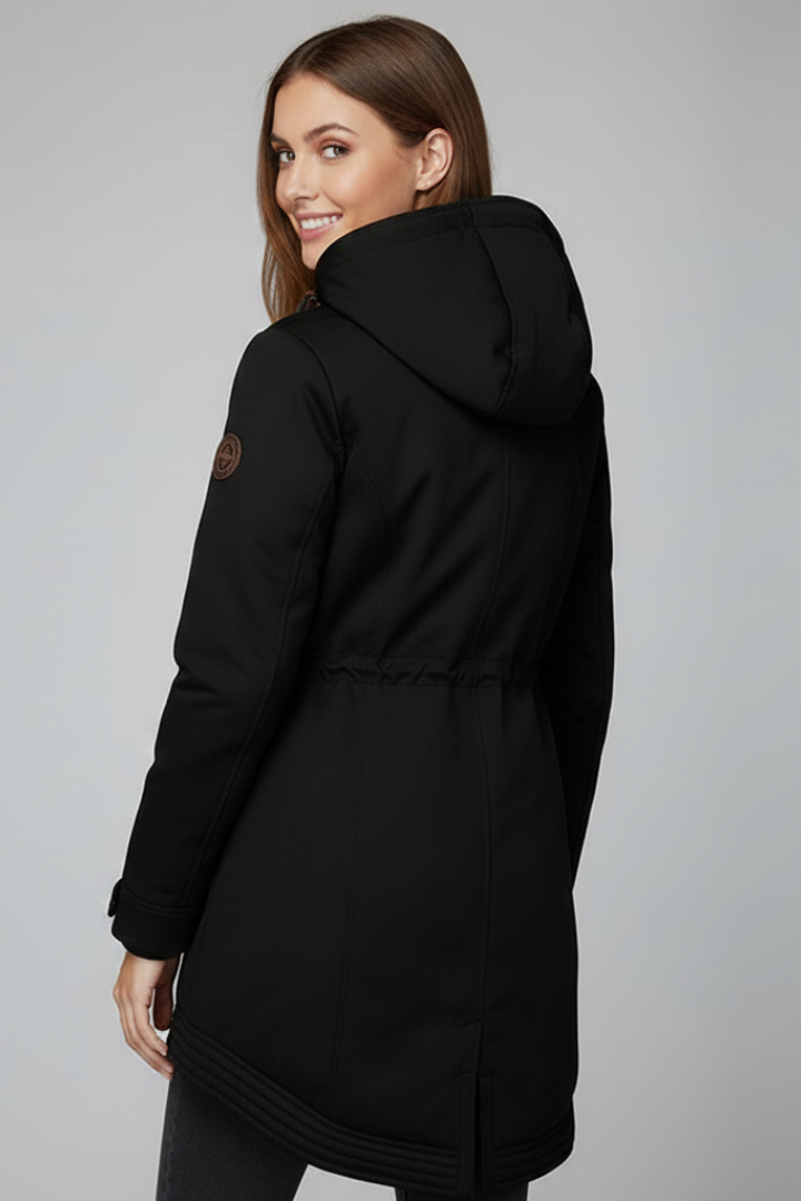 Women’s Parka Jacket with Hood and Drawstring Waist