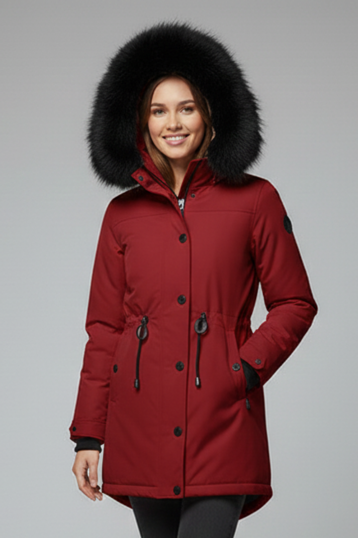 Women’s Parka Jacket with Hood and Flap Pockets