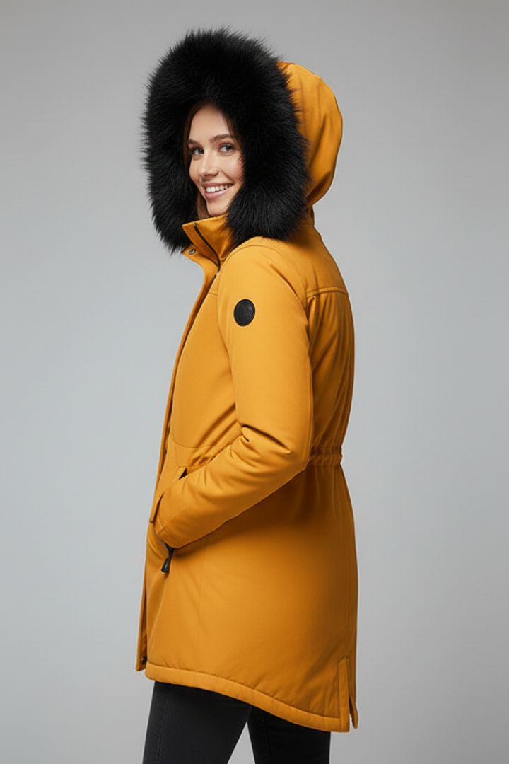 Women’s Parka Jacket with Hood and Flap Pockets