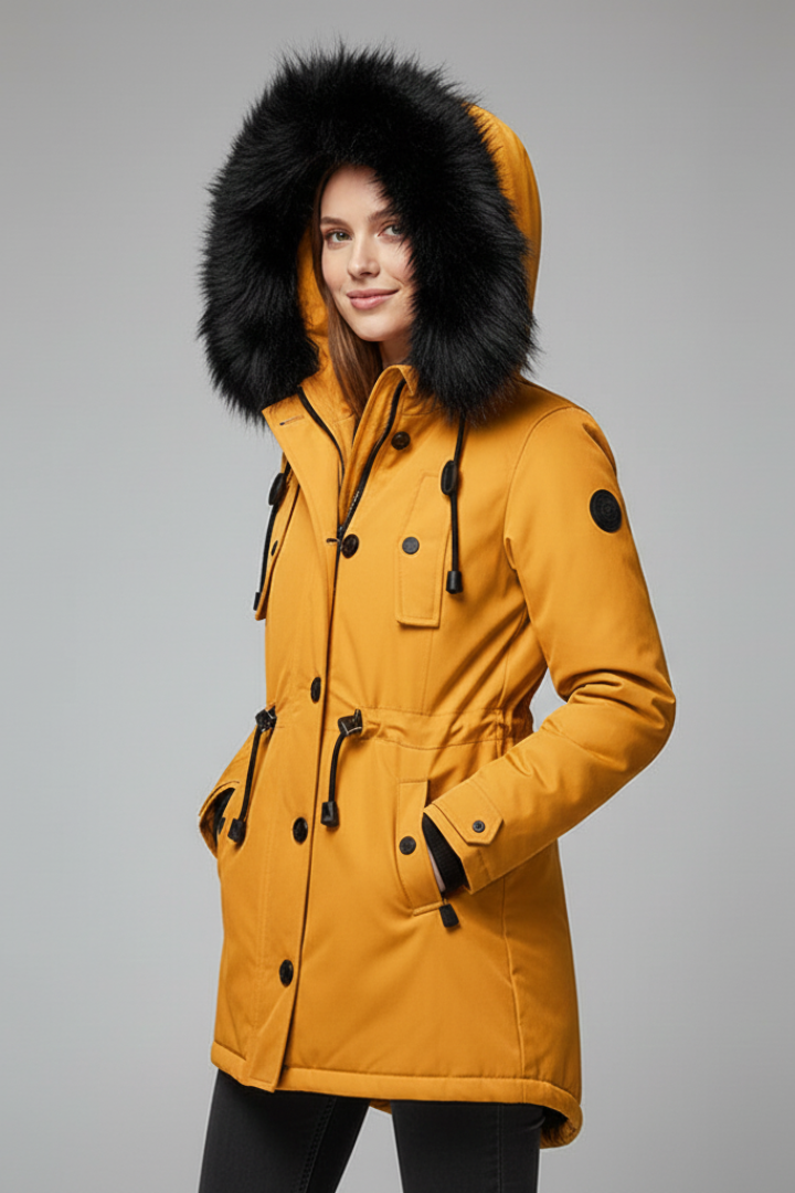 Women’s Parka Jacket with Hood and Flap Pockets